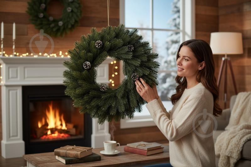 Венок из искусственной хвои Карпатский 0276 d510 мм - фото 2 Венок из искусственной хвои Карпатский 0276 d510 мм - фото 2