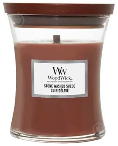 Свічка ароматична Woodwick Medium Stone Washed Suede 275 г - фото 1