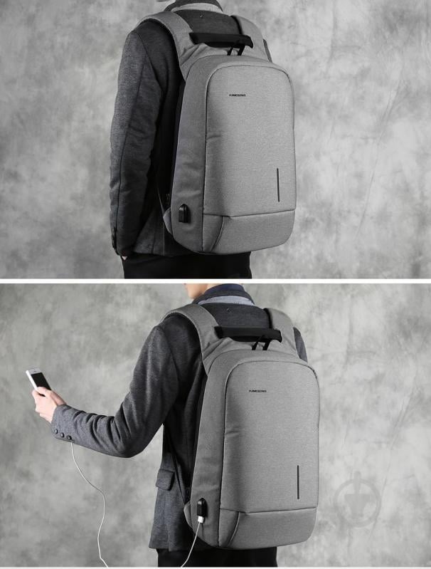 Рюкзак для ноутбука Kingsons Laptop backpack 13.3" light grey (KS3149W-D13L) - фото 4