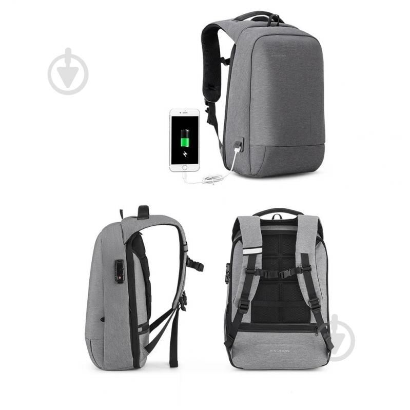 Рюкзак для ноутбука Kingsons Laptop backpack 13.3" light grey (KS3149W-D13L) - фото 5