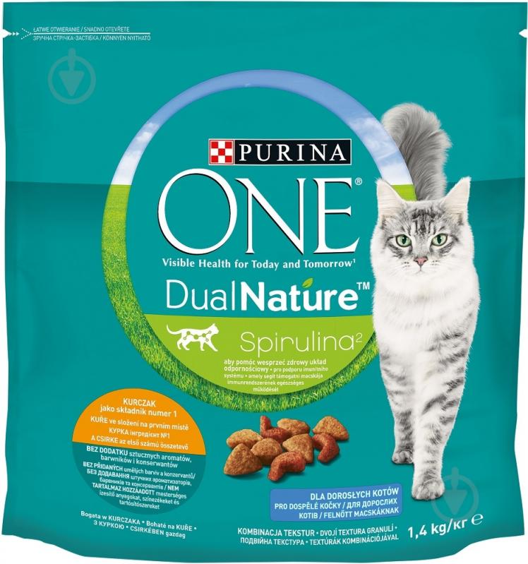 Корм Purina One DualNature з куркою та спіруліною 1,4 кг - фото 1