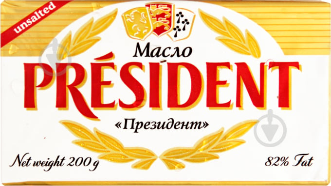 Масло TM President кислосливочное несоленое 82% 200 г 3228022910023 - фото 1