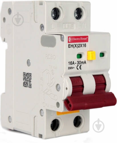 Дифференциальный автомат ElectroHouse 16А 1P+N (2 модули) EH(x) 2x16DIFF - фото 1