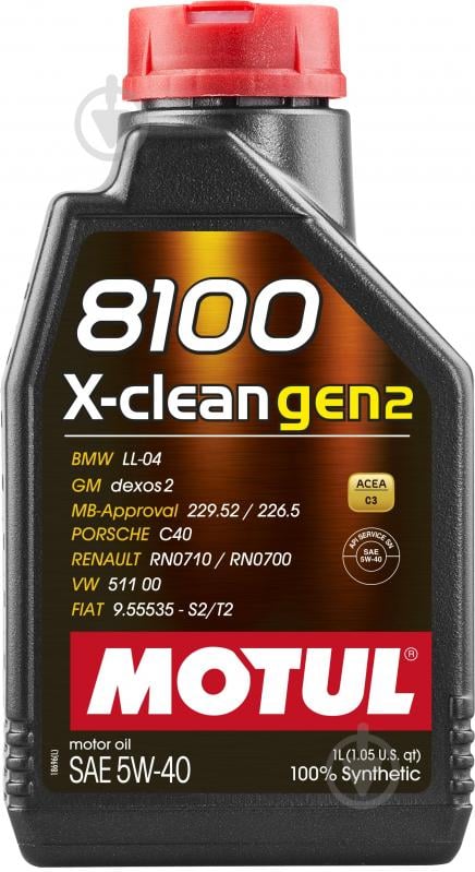 Моторне мастило Motul 8100 X-clean gen2 5W-40 1 л (6100 SYN-CLEAN 5W40 1L) - фото 1