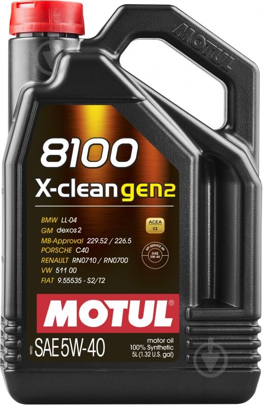 Моторное масло Motul 8100 X-clean gen2 5W-40 5 л (6100 SYN-CLEAN 5W40 5L) - фото 1