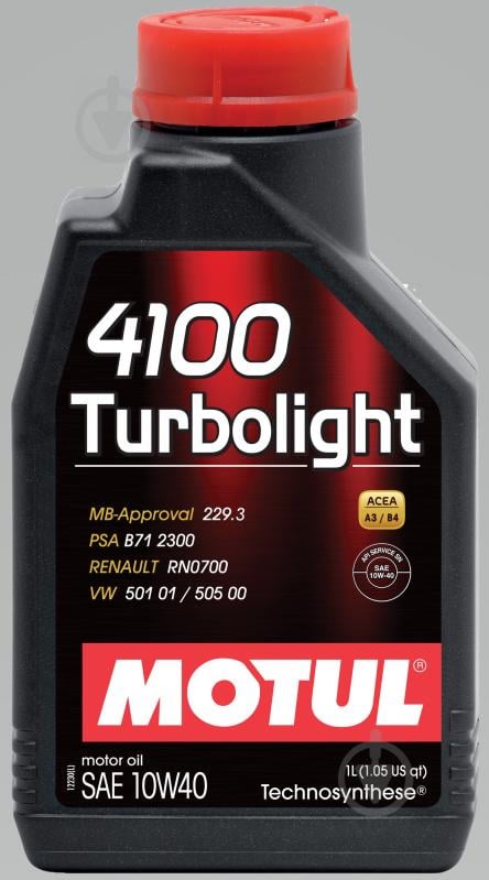 Моторное масло Motul 4100 Turbolight 10W-40 1 л (108644) - фото 1