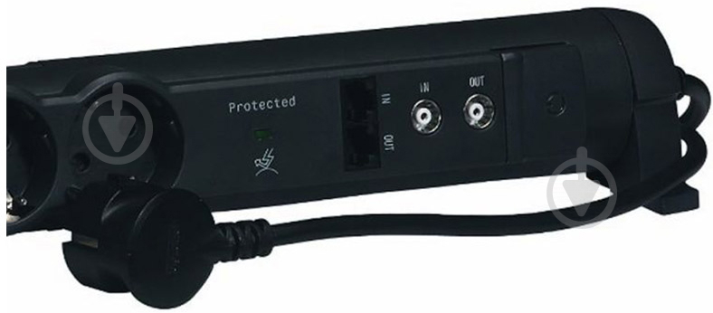 Удлинитель Legrand 6x2К+З 2хRJ45 2хTV разрядник с заземлением 6 гн. черный 1,5 м 694666 - фото 3