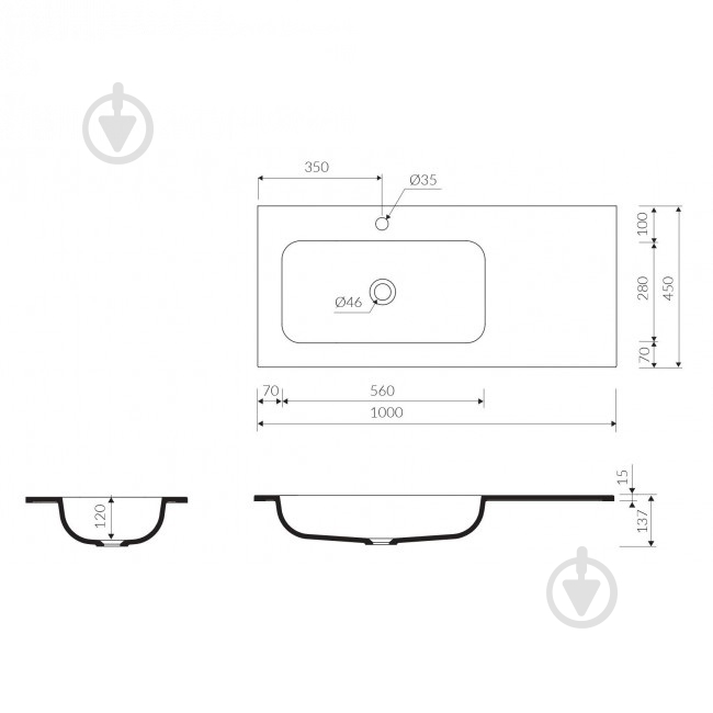 Умивальник Marmorin Mono 1000 L - фото 2