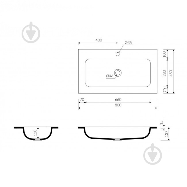 Умывальник Marmorin Mono 800 - фото 2
