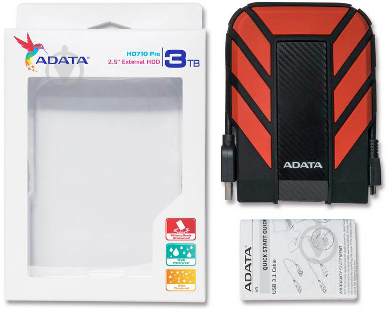 Зовнішній жорсткий диск ADATA HD710P 3 ТБ 2,5" USB 3.1 (AHD710P-3TU31-CRD) red - фото 6