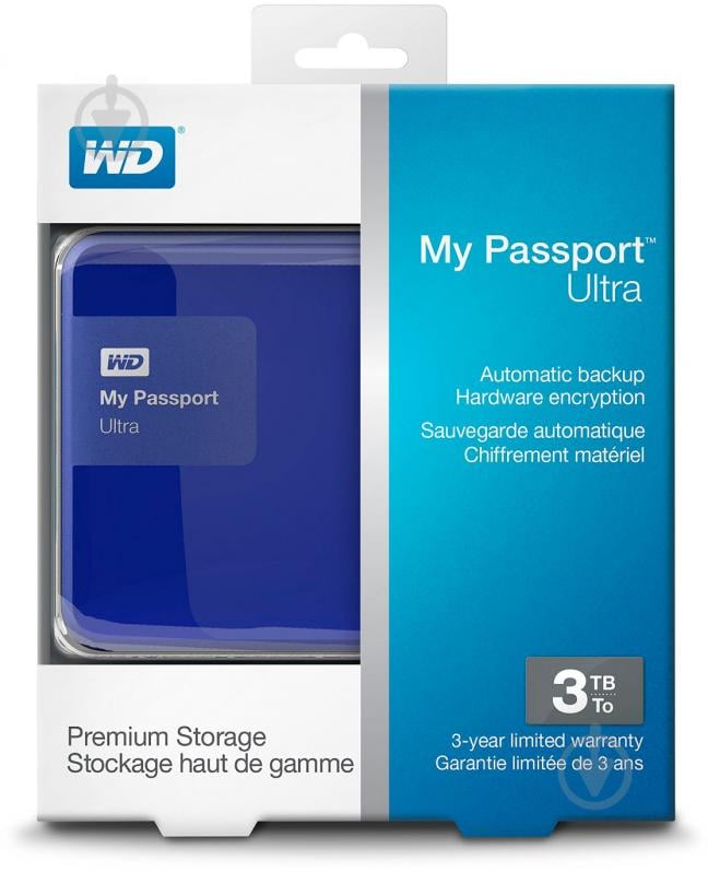 Зовнішній жорсткий диск Western Digital My Passport Ultra 3 ТБ 2,5" USB 3.0USB 2.0 (WDBBKD0030BBL-EESN) blue - фото 5