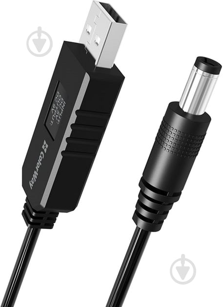 Кабель ColorWay 9V (USB-DC 5.5х2.5mm) 1 м черный (CW-CBUD066-BK) - фото 3