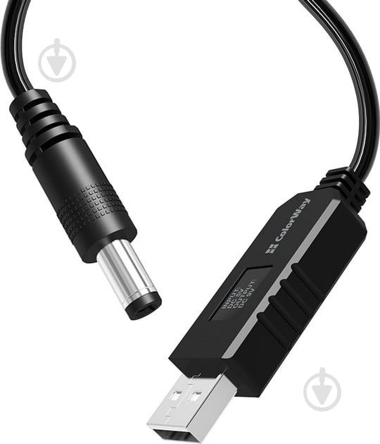 Кабель ColorWay 9V (USB-DC 5.5х2.5mm) 1 м черный (CW-CBUD066-BK) - фото 5