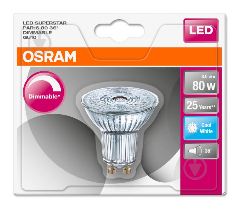 ᐉ Лампа светодиодная Osram Parathom Dim 8,3 Вт MR16 прозрачная