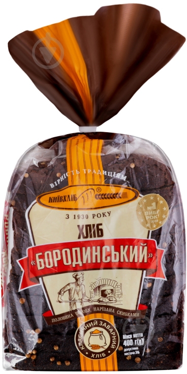 Хлеб Київхліб Бородинский нарезанный ломтиками 400 г - фото 1