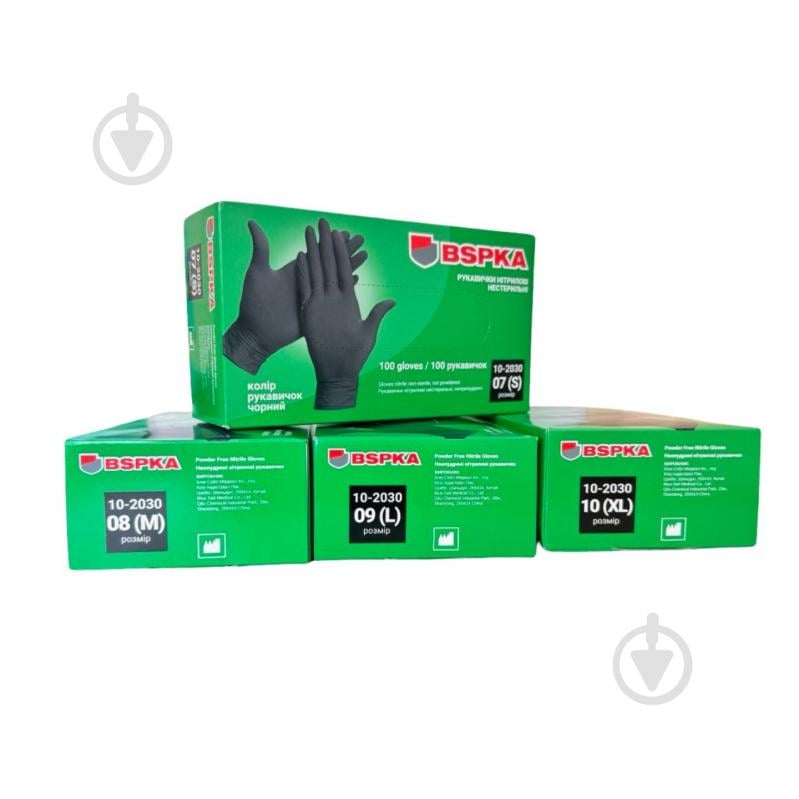Перчатки медицинские BSPKA нитриловые черные р.M 100 шт./уп. - фото 4
