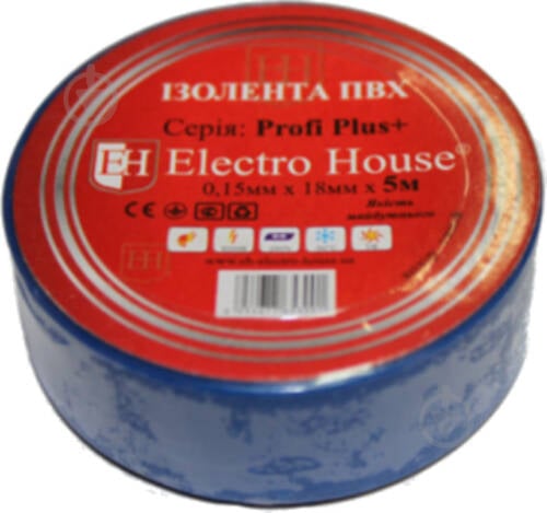 Изолента ElectroHouse синяя 5 м ПВХ EH-AHT-1801 - фото 1