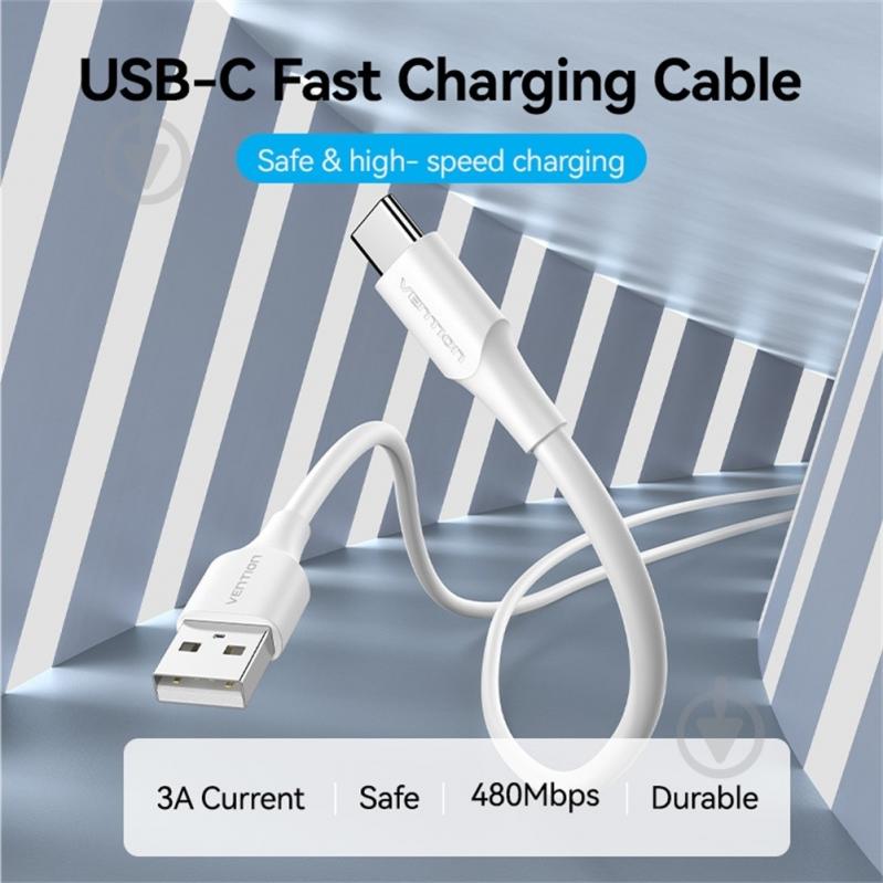 USB-кабель Vention USB 2.0 AM-Type-C M 18 Вт 1 м белый (CTHWF) - фото 4 USB-кабель Vention USB 2.0 AM-Type-C M 18 Вт 1 м белый (CTHWF) - фото 4