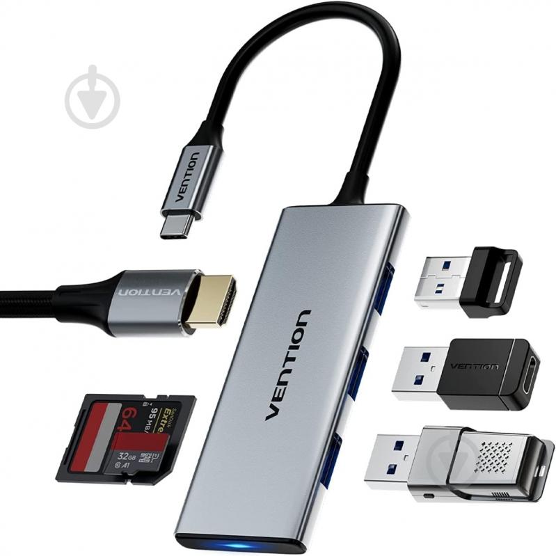 Док-станция Vention USB3.0 Type-C to HDMI silver (TOOHB) - фото 2 Док-станция Vention USB3.0 Type-C to HDMI silver (TOOHB) - фото 2