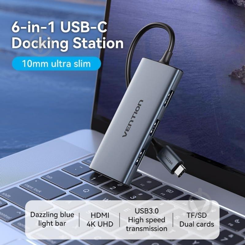 Док-станция Vention USB3.0 Type-C to HDMI silver (TOOHB) - фото 3 Док-станция Vention USB3.0 Type-C to HDMI silver (TOOHB) - фото 3