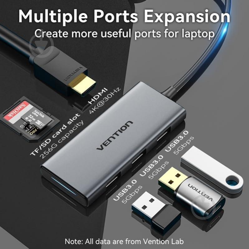 Док-станция Vention USB3.0 Type-C to HDMI silver (TOOHB) - фото 4 Док-станция Vention USB3.0 Type-C to HDMI silver (TOOHB) - фото 4