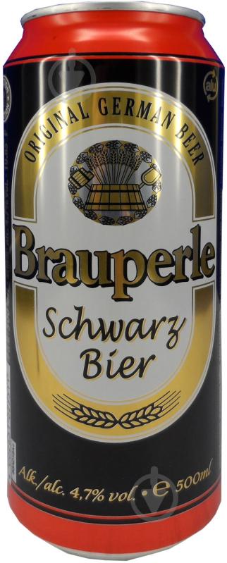 Пиво Brauperle Schwarzbier темное фильтрованное ж/б 4,7% 0,5 л - фото 1