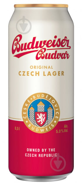 Пиво Budweiser Budvar светлое фильтрованное ж/б 5% 0,5 л - фото 1