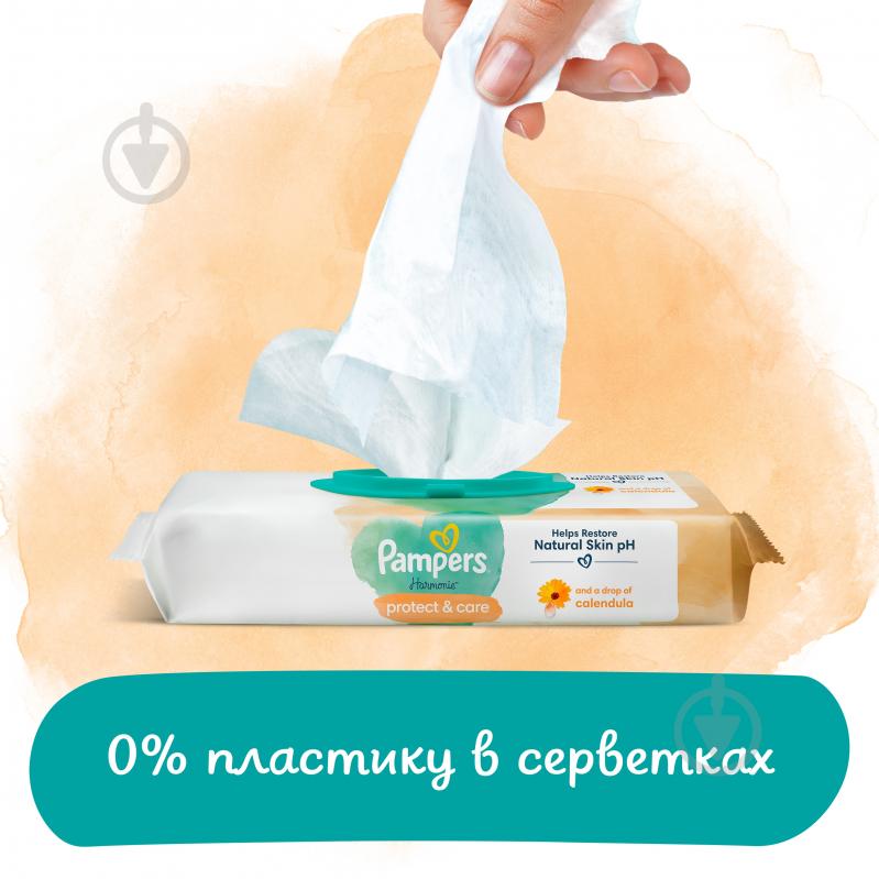 Дитячі вологі серветки Pampers Harmonie Protect&Care з календулою 44 шт. - фото 3