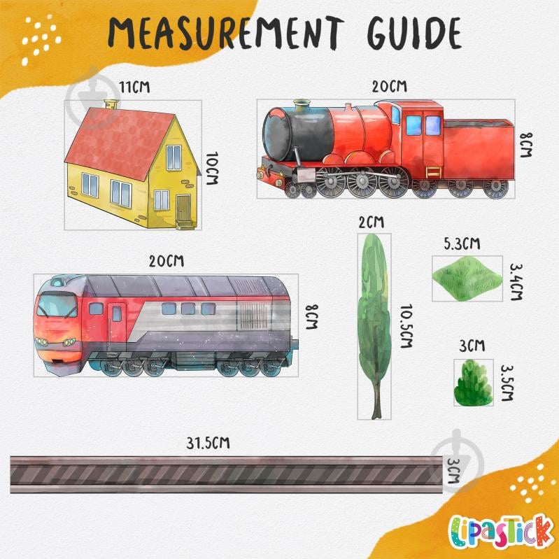 Декоративна наліпка Lipastick Потяги 2 аркуші 50x60 см - фото 4