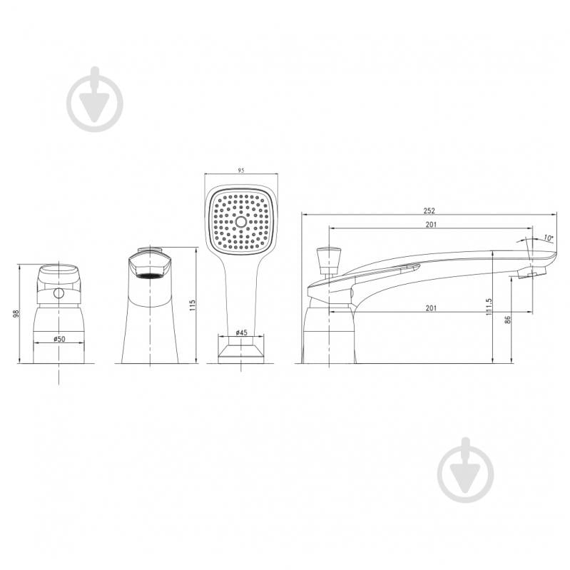 Смеситель для ванны Imprese 85030 new - фото 2