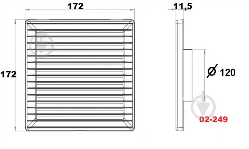 Решітка вентиляційна AirRoxy AKUSzS 170x170 діаметр 120 (02-249) пластик - фото 3