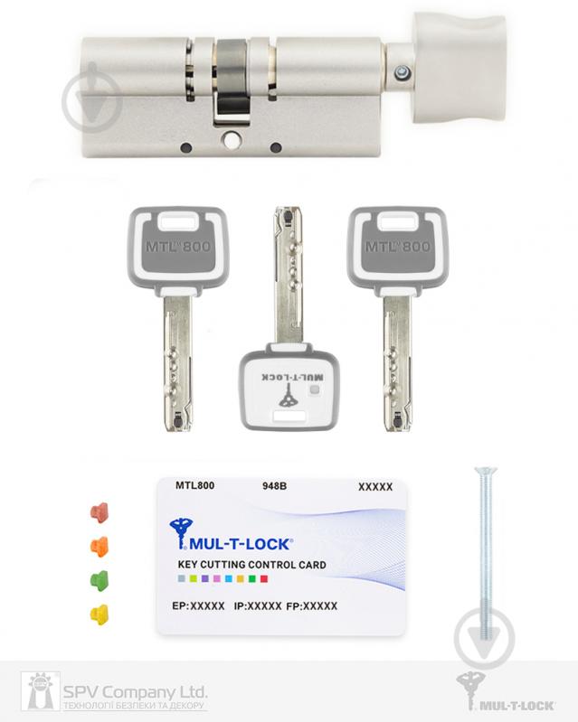 Циліндр Mul-T-Lock MTL800/MT5+ 40x40 ключ-вороток 80 мм нікель сатин - фото 7