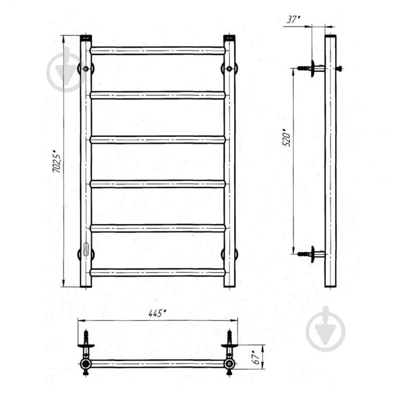 Полотенцесушитель водяной Evro-Termo Лайн П6 400х700 - фото 6
