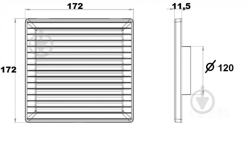 Решетка вентиляционная AirRoxy AKUSzS 170x170 диаметр 120 (02-253) пластик коричневый - фото 4