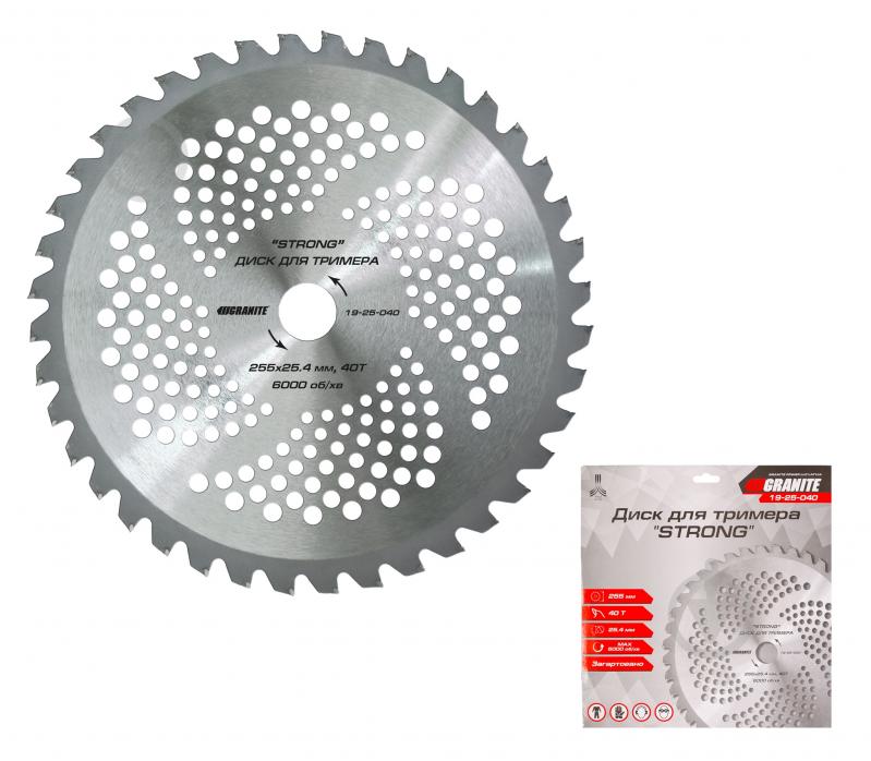 Диск для триммера MasterTool STRONG 255x25,4 мм 40Т (14-25-040) - фото 2 Диск для триммера MasterTool STRONG 255x25,4 мм 40Т (14-25-040) - фото 2