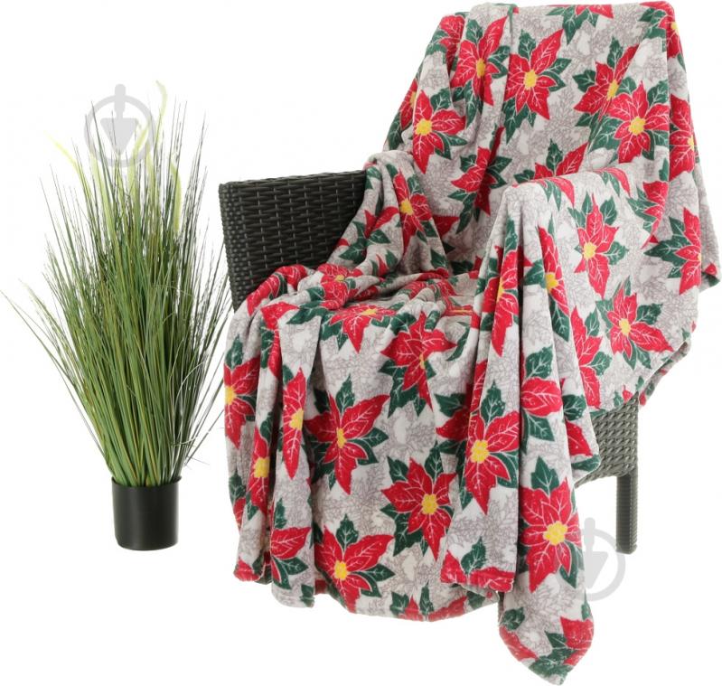 Плед Basic NY Flowers 150x190 см серый с рисунком La Nuit - фото 1