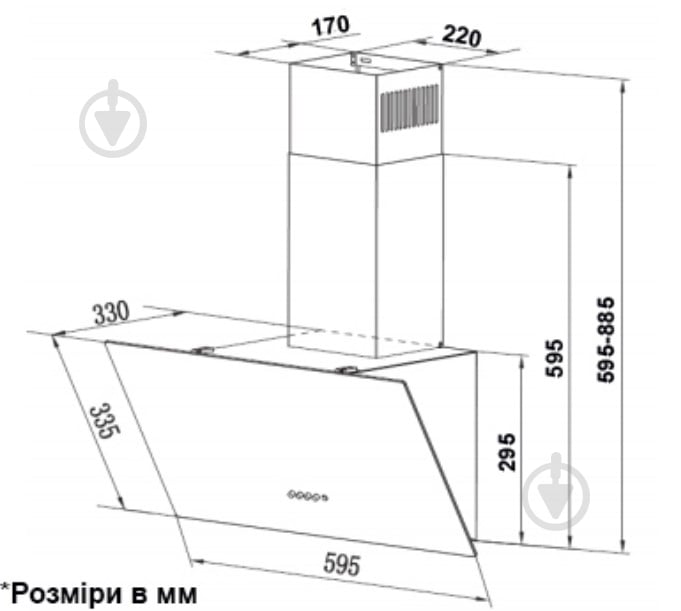 Вытяжка Interline TEFFI SLIM BL A/60/GL/PB - фото 3