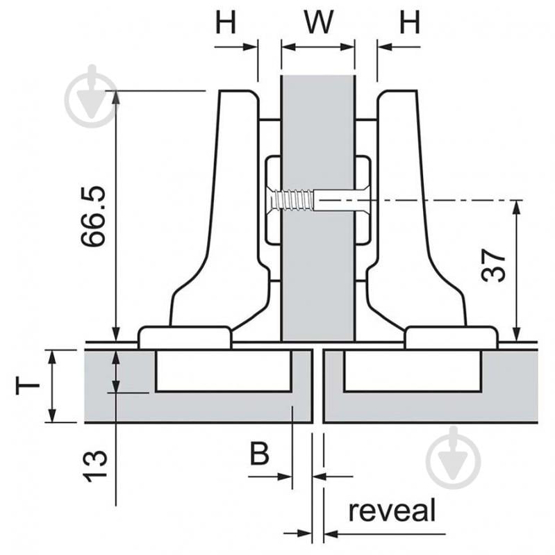 Петля напівнакладна Blum 110° CLIP top без пружини для TIP-ON без доводчика 70T3650.TL - фото 2