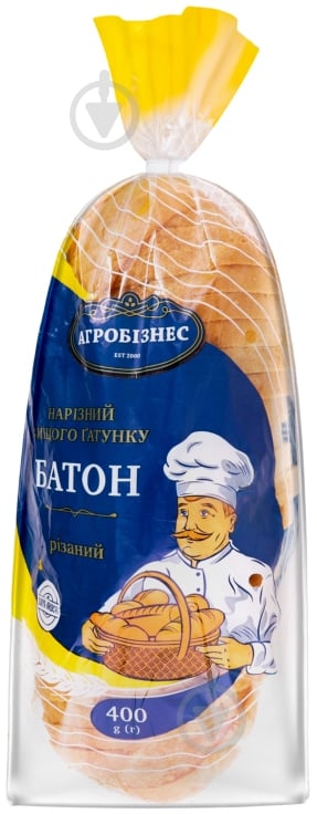 Батон Агробізнес резаный 400 г 4820079870467 - фото 1