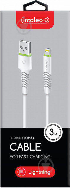 Кабель Intaleo USB – Apple Lightning 3 м білий - фото 5