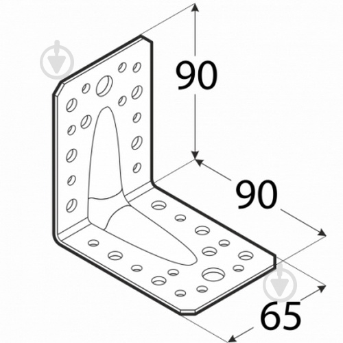 Кутник монтажний Domax рівносторонній 90x90x65 мм 2 мм - фото 2