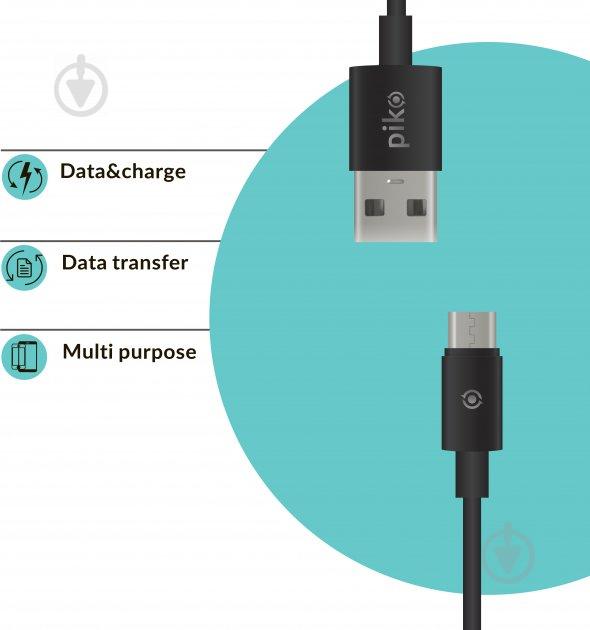 Кабель Piko CB-UM11 USB – microUSB 1,2 м черный - фото 2