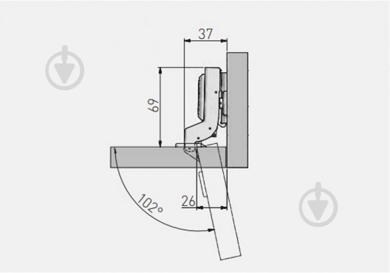 Петля внутренняя GTV 102° CLIP ON с доводчиком ZM-ECHC07BEO - фото 2