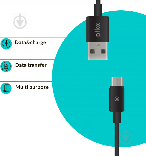 Кабель Piko USB – microUSB 2 м чорний CB-UM12 - фото 2