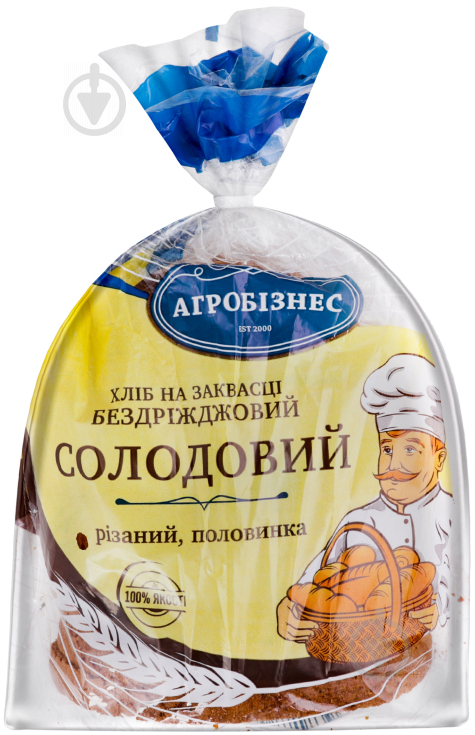 Хліб Агробізнес Солодовий бездріжджовий половинка різаний 350 г - фото 1