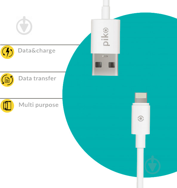 Кабель Piko Lightning – USB 2 м белый CB-UL12 - фото 2