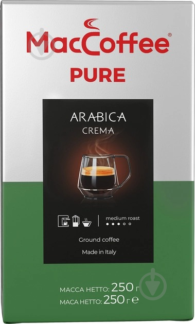 Кофе молотый MacCoffee жареный натуральный Arabica Crema Pure м/у 250 г - фото 1