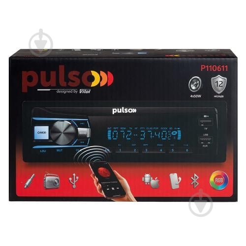 Автомагнитола PULSO RGB, USB, FM, RCA, LCD (P110611) - фото 6