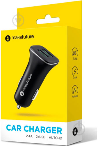 Автомобільний зарядний пристрій MakeFuture 2.4A 2USB Black (MCC-21BK) - фото 3