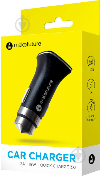 Автомобильное зарядное устройство MakeFuture 3A QuickCharge Black (MCC-31QBK) - фото 2